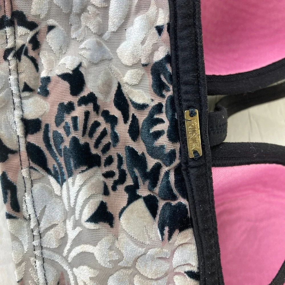 PINK Victoria's Secret Bralette Women L‎ Black Pink Velvet Burnout Strappy Back